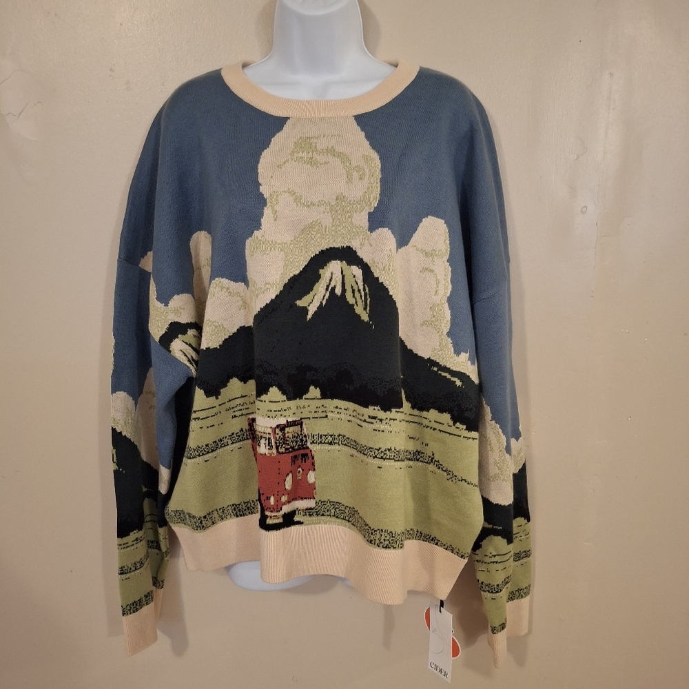 Cider Women's 4X Sweater NEW Van Mountains Travel Boho Cottagecore